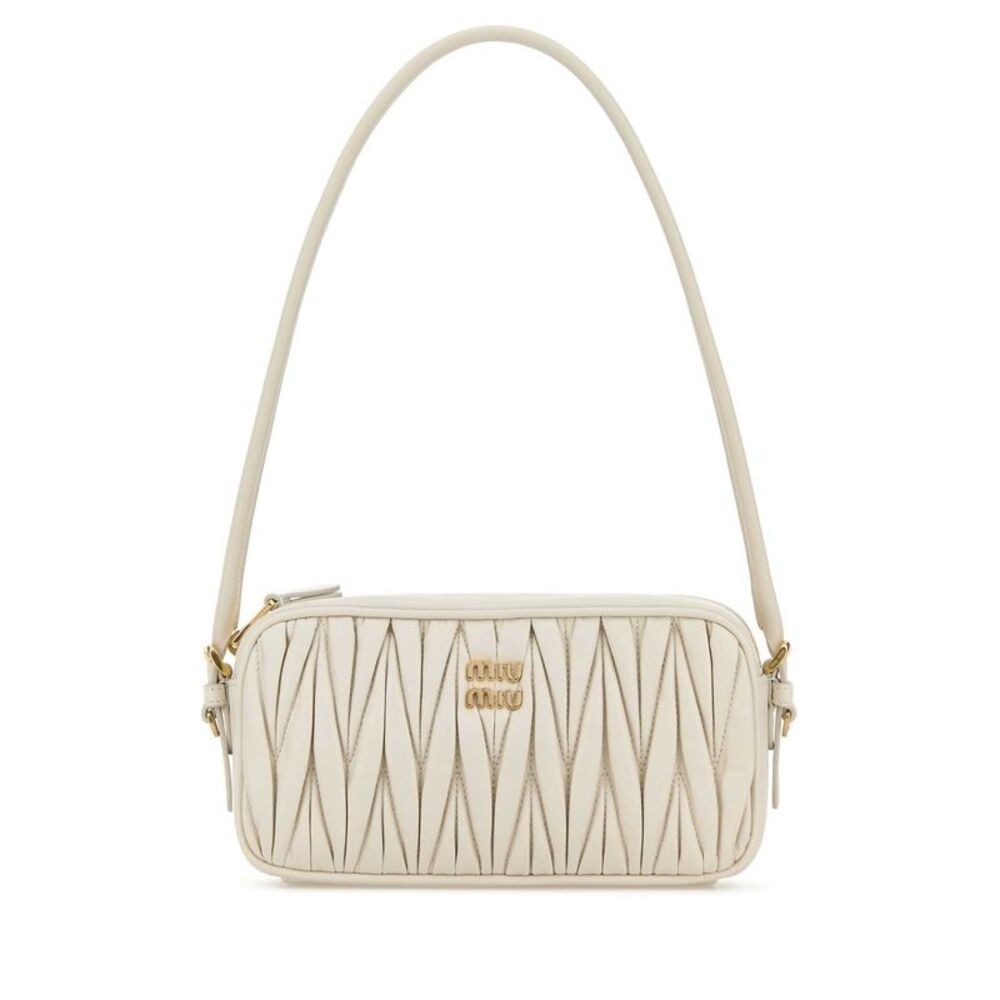 Miu Miu Women White Nappa Leather Shoulder Bag